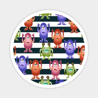 Bright pattern with nice monsters and stripes Magnet